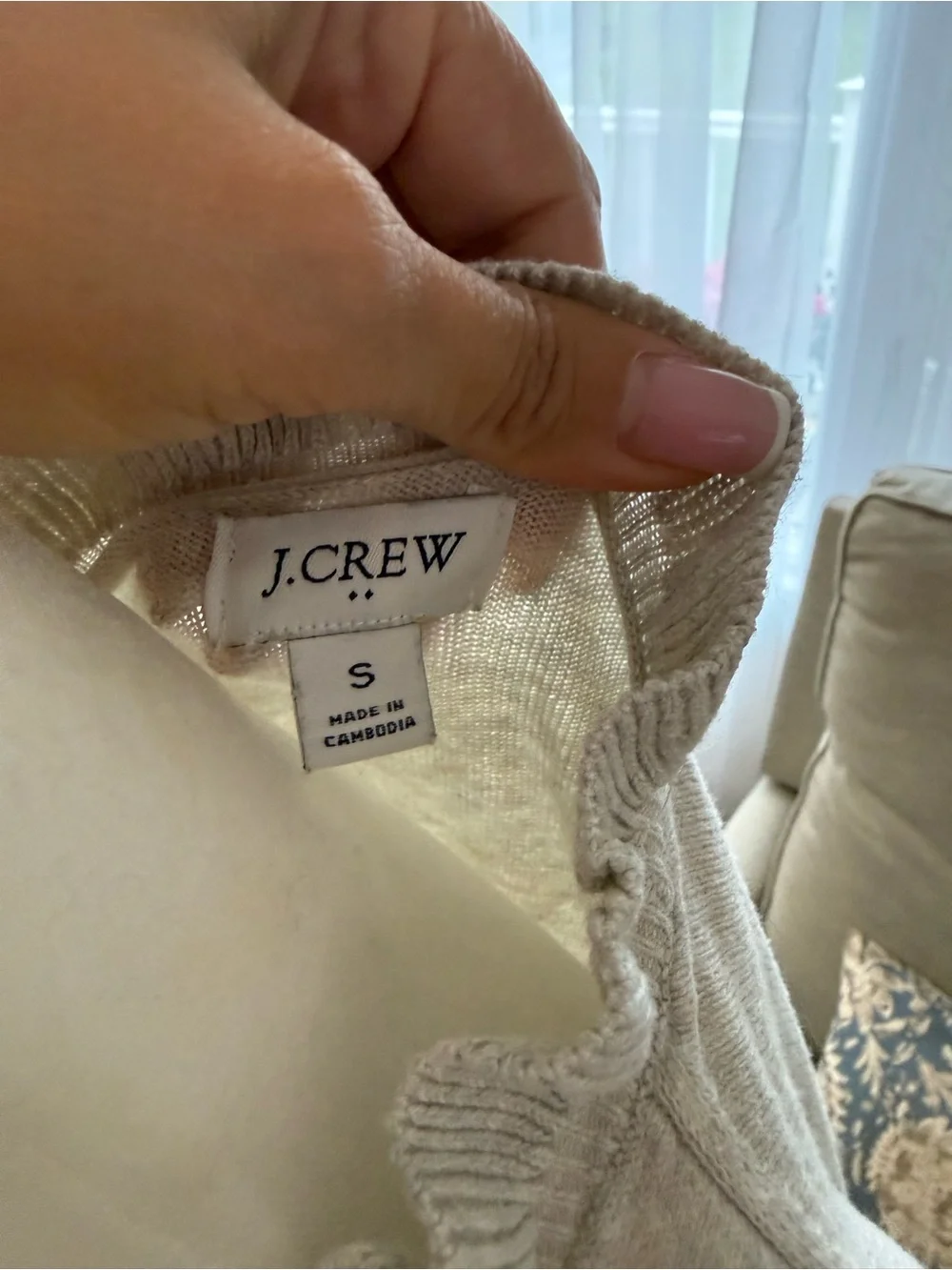 J. Crew Ruffle Mock Neck Long Sleeve Sweater - Cream